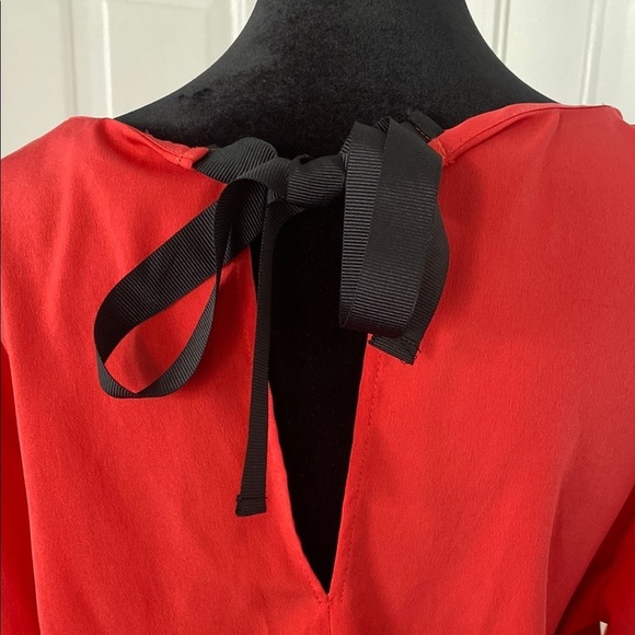 Top Shop Vibrant Red Blouse with Bell Sleeves and Ruffled Details - Picture 5 of 13